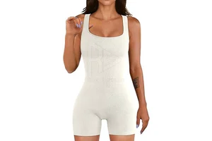 2024 Women's Summer Casual Fitness Jumpsuit Gym Dancing Sports Activewear High Quality Ribbed Spandex/Nylon Quick Dry Breathable