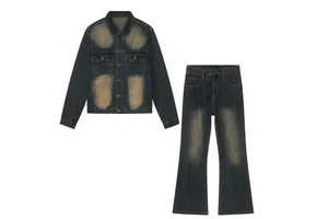 New Men's Denim Jacket Spring and Autumn Slim Fit Jacket Loose Denim Set