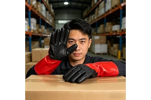 Customized Private Logo 35cm Red Black Granulated PVC Safety Gloves With Premium Quality For Professional PPE Brands