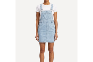 Fashion Ladies Jean Overall Dress Bleach Wash Denim Pinafore Straight Silhouette Summer Sleeveless Bib Jumper Skirt Streetwear