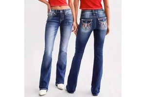 New Style Embroidered element Slim-fit Women's Jeans, Casual and Versatile, Wholesale Available