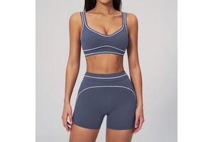 Custom 2 Piece Solid Short Yoga Shorts Set for Women High Quality Quick Dry Anti-Bacterial Nylon/Cotton Sportswear Fitness