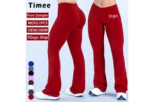 Nylon Regular Pants V-waist Hip-lifting Flared Pants Seamless Straight-leg Pants Fitness Wear