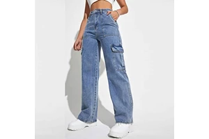 CVE Comfortable Women's High-Waisted Loose Straight Denim Jeans Winter Casual Eco-Friendly Streetwear