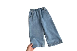 2025 Autumn New Korean-style Simple Girls' Jeans Wide-leg Pants Baby Spring And Autumn Versatile Denim Long Pants