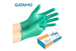 BSS004 Industrial Heavy Duty Nitrile Gloves Powder Free Green Disposable EN420 Certified Durable Flexible Breathable