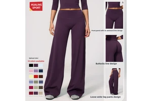 Premium Brushed Wide-Leg Yoga Pants, Breathable Nylon Spandex Trousers for Workout, Travel & All Seasons