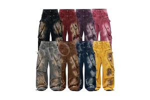 Men's Custom Plus Size High-Waisted Wide Leg Distressed Denim Jeans