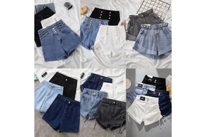 2023 New Summer High Waist Denim Shorts Women's Slim Black Large Short Hot Pants Stock