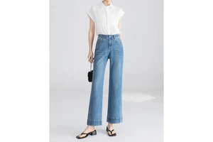 High Quality Cotton Polyester Blend Denim Custom Whisker Stretchy High Rise Slim Fit Blue Black Bootcut Flare Jeans For Women