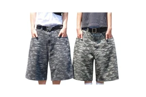 Custom Heavyweight Vintage Washed Camouflage Casual Baggy Jeans Denim Shorts for Men