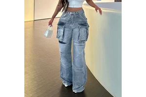 Wholesale High Quality Ladies Baggy Boyfriend Cargo Jeans Women'S Jeans 2024 Designer Denim Jeans for Women