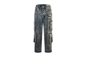 High Quality Baggy Jeans for Men and Straight Wide Leg Dirty Wash Jeans Plus Size Distressed Loose Breathable Men's Denim Pants