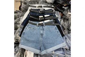 Women's Summer A-Line Denim Shorts Simple Straight Style Casual for Thin Fat MM