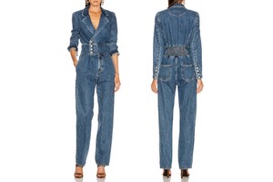 Denim Jeans Women Jumpsuit Utility Boilersuit Elastic Waist Overalls Ladies Sexy Slim Fit Wide Leg Casual Bodycon Rompers