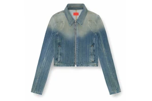 Customized Cropped Silhouette Denim Jacket Casual Brushed Sprayed Coats Y2K Heavyweight Acid Wash Women Outwear