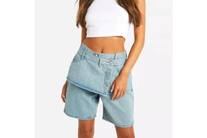 Women's Summer Wear Casual Denim Skinny Jeans Shorts High Waist Distressed Button Closure Streetwear Eco-Friendly Soft Durable