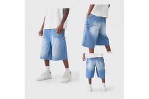 Men's Casual Breathable Straight Mid-Rise 100% Cotton Denim Shorts Summer Fashion
