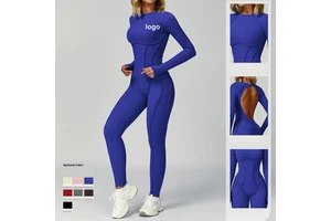 Elegant Women Fitness Sport Nylon New Sportwear Trendy Blue Yoga High Quality Gym Jumpsuit for Women