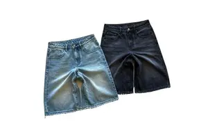 Classic men's Denim shorts with dark wash soft stretch and simple design great for everyday wear Quick Dry Denim Shorts for Men