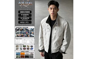 High Quality Men's Denim Jackets Designer Custom logo Apparel Cropped Flame Sleeve Streetwear Blue Jean Jacket Hip Hop Fashion