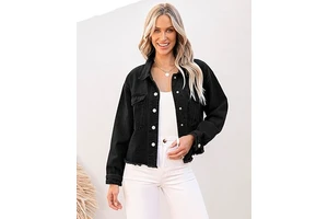 Stylish Women's Cropped Denim Jacket with Jeans Pocket Button Closure Cotton Outerwear Fashionable OEM Serviced