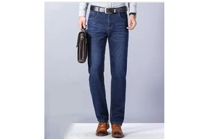 Wholesale Brand Slim Jean Men's Leisure Pants Custom Designer Plus-Size High Elastic Wear-Resistant Work Trousers Black Denim