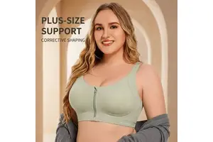 Front Zipper Seamless U-NECK Sports Bra No Trace Anti Gravity Thin Design Breathable Jelly Strip Anti Sagging Support Large