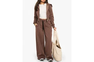 Casual Loose Nonwoven Flat Full Length Trousers Breathable Eco-Friendly Autumn Women's Navy Blue Slimming Straight Elastic High