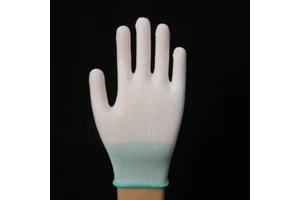Wear-resistant Thin Breathable 13 Gauge Nylon Palm Gloves Dust-Free Anti-Static Moisture-Wicking Machine Washable Safety Gloves