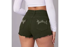 Trendy Streetwear Sexy Washed Distressed Raw Hem Non-Stretch Mid Rise Women's Summer Denim Jeans Loose Shorts