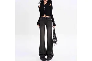 Women's 2026 Spring New American Retro Flared Jeans Breathable High-Waist Loose Fit Casual Denim Style