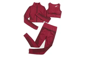 Wholesale Price High Quality Luxury Top-tier Custom Solid Seamless 3-Piece Yoga Set Fitness Suit Womens Activewear Plus Size