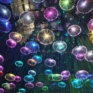 Fashionable Fiber Optic Atmospheric Decoration Night Light Outdoor Waterproof Jellyfish Fiber Optic LED Light Decoration