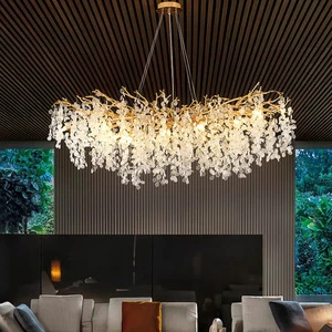 Elegant Luxury Tree Branch Crystal Chandelier LED Pendant Light Adjustable Height Middle Size for Villa Lobby Foyer Lighting