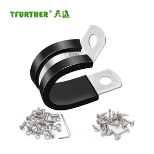 Two Hole U-Tube Strap Clamp Set,Rubber Lined Mounting U Brackets,U Shaped Pipe Tube Wire Clamps Clips Conduit Clamps