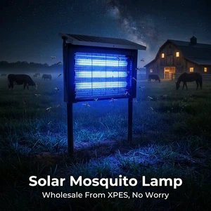 Industrial Solar Powered Purple Mosquito Killer Lamp 3000V High Voltage Bug Zapper for Flies Farm Garden IPX4 Waterproof OEM