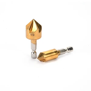 5 Flute HSS Countersink Drill Bit Set 90 Degree Hex Shank for Woodworking for Drilling