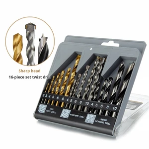 16PCS Metric Wood Drills Masonry Drill Bits HSS Combination Twist Drill Bit Set for Wood Masonry Metal 3-in-1 Multi-function Set