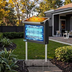 Solar Powered Professional Bug Zappers UV LED Electronic Mosquito Insect Pest Killer Purple Waterproof IP65 Rated Indoor Outdoor