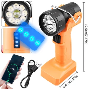 90°Rotate Flashlight Work Lamp Portable Light 4000mah USB Type-C Charging with Hook for Car Repairing, Garage Work Light