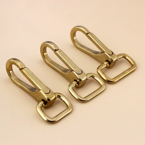 Solid Brass Snap Hook Swivel Eye Push Gate Clip Trigger Clasp for Leather Craft Bag Strap Belt Webbing Pet Dog Leash Keychain