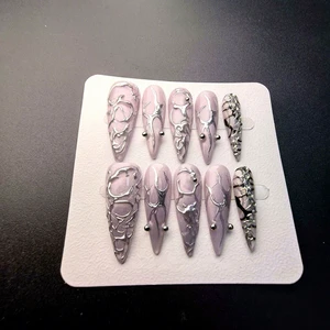 Press on Nails Long Pointed False Nails Are Popular in Europe and America Beauty Products Support Customized Styles