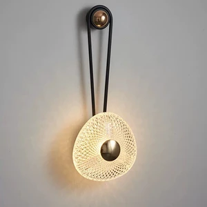Contemporary Gold Wall Light with round glass piece lampshade home hotel living room bedroom Decor
