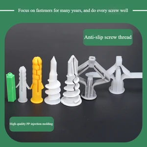 Factory PP plastic wall plug expansion anchor spiral self-drilling gypsum board wall plug used in hollow brick concrete
