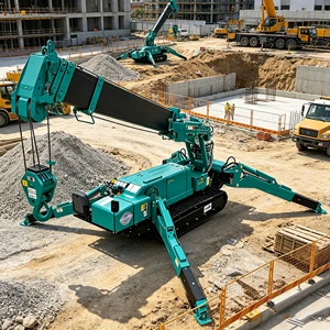 Mobile Spider Crane 10ton Telescopic Boom 360 Degree Mini Crawler Hydraulic Crane Lifting 17.5m With Fly Jib