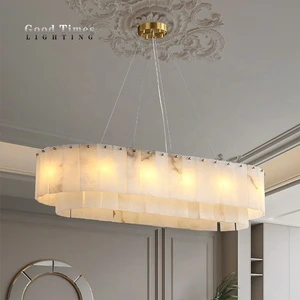 Modern LED Chandelier Marble Shade Copper+Marble Body 5-Year Warranty High CRI 90 for Dining Room Kitchen Restaurant Home Decor