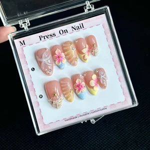 New Arrival High Quality Long Fashionable Handmade Salon Soft Gel Press on Nails Acrylic False Coffin Almond Nails