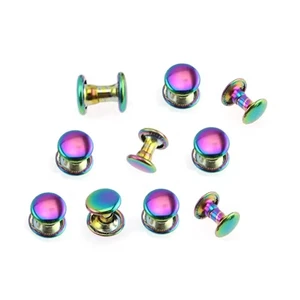 SHKH Class 8 Premium Colorful Alloy Steel Aluminum Finish Double Headed Rivets 3/16 Head Diameter Bag Clothes Hardware
