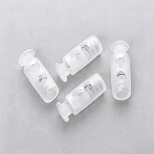 Transparent Waterproof Luxury Small Cylindrical Spring Cord Locks Double Hole Plastic Stoppers for Apparel & Outdoor Gear